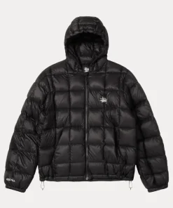 Stussy Midweight Black Hooded Puffer Jacket