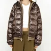 Stussy Womens Midweight Hooded Puffer Jacket brown