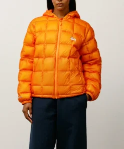 Stussy women Midweight Hooded Puffer Jacket orange