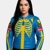 Supreme x Vanson Women Blue Leather Bones Jacket