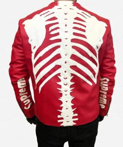 SupremeVansonSkeletonBonesRedZipperedLeatherBikerJacket