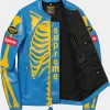 Vanson x Supreme Skeleton Bones Zippered Blue Leather Biker Jacket For Men & Women
