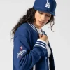 Women Los Angeles Dodgers New Era x Bella Doña Royal Betty Boop Full-Snap Fleece Varsity Bomber Jacket