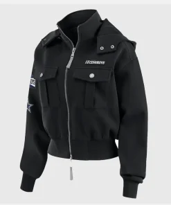 Women's WEAR by Erin Andrews Dallas Cowboys Patch Pocket Bomber Jacket Black