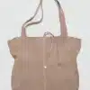 Beige Suede mango Shopper Bag