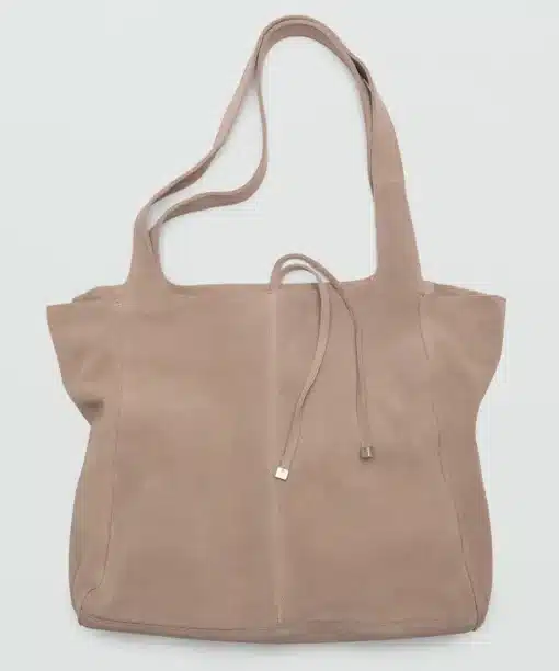 Beige Suede mango Shopper Bag
