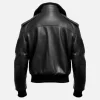 Black Leather F1 Flying Shearling Aviator Bomber Jacket