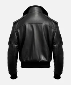 Black Leather F1 Flying Shearling Aviator Bomber Jacket