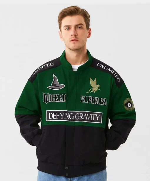 BoxLunch Wicked Elphaba Defying Gravity Racing Jacket mens