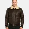 Classic Brown Sheepskin Aviator Jacket