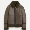 Classic Green Shearling Leather Aviator Jacket