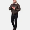 Fellfoot Shearling Leather Chocolate Brown Aviator Jacket