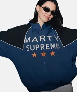 Kendall Jenner marty supreme jacket timothee hoodie blue