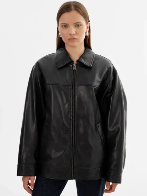 Lamarque THEIA Black Leather Bomber Jacket