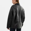 Lamarque THEIA Black LeatherOversized Bomber Jacket