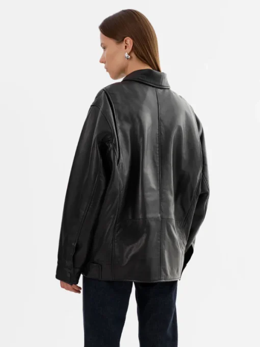Lamarque THEIA Black LeatherOversized Bomber Jacket