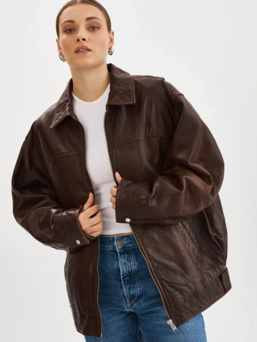 Lamarque THEIA Brown Leather Bomber Jacket