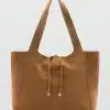 Mango Brown Suede Leather Shopper Bag