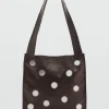 Mango Double-Handle Leather Bag with Mirrors