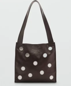 Mango Double-Handle Leather Bag with Mirrors
