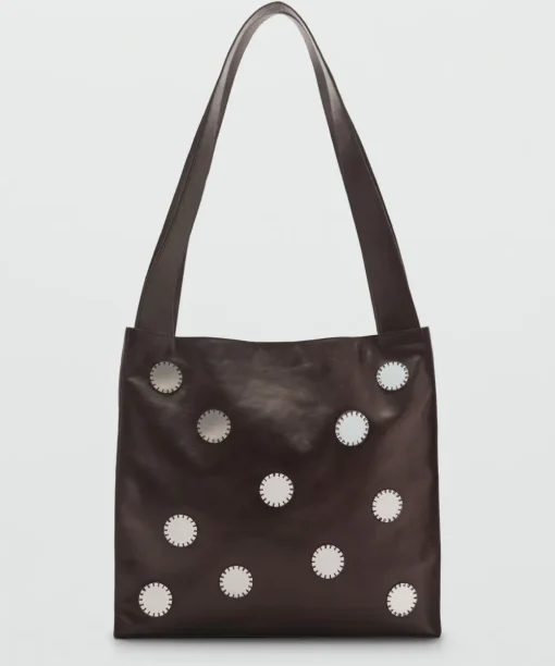 Mango Double-Handle Leather Bag with Mirrors