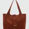 Mango Maroon Suede Leather Shopper Bag