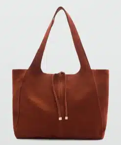 Mango Maroon Suede Leather Shopper Bag