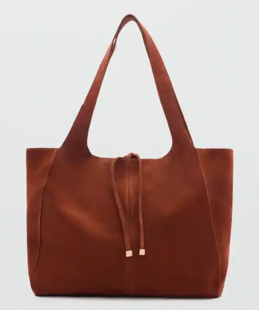 Mango Maroon Suede Leather Shopper Bag