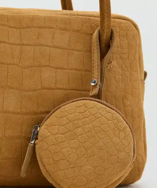 Mango Small Suede Bowling Handbag