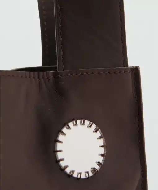 Mango Wome Double-Handle Leather Bag with Mirrors