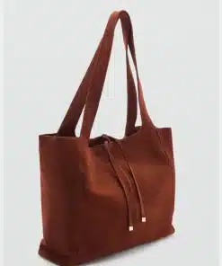 Maroon Suede Leather Shopper Bag