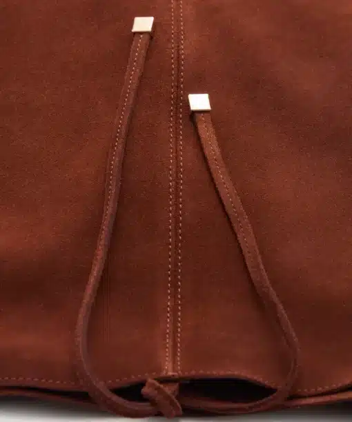 Maroon Suede Leather Shopper Bag for Women