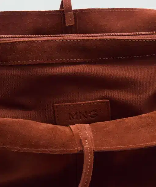 Maroon Suede Leather Shopper Mango Bag