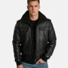 Men's Black Leather F1 Aviator Jacket
