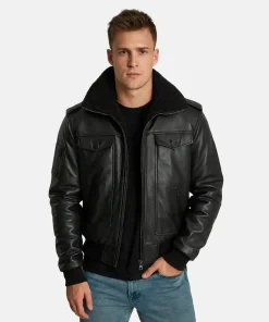 Men's Black Leather F1 Aviator Jacket