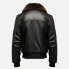 Men’s Classic Black Leather Shearling G1 Aviator Flying Bomber Jacket