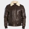Mens Classic Brown Sheepskin Aviator Jacket