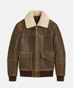 Mens Fellfoot Leather Aviator Jacket