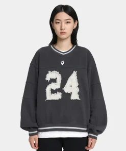 Shinzo Futtobōru Heavyweight Washed Black Jersey Crewneck Women