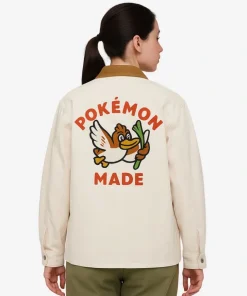 Shop Human Made x Pokemon Coverall Beige Cotton Jacket For Women