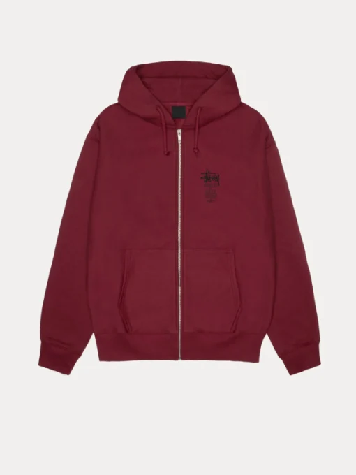 Stussy Swim Out Zip Hoodie Maroon