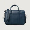 The Captain Midnight Blue Leather Briefcase