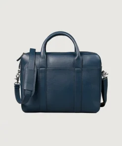 The Captain Midnight Blue Leather Briefcase