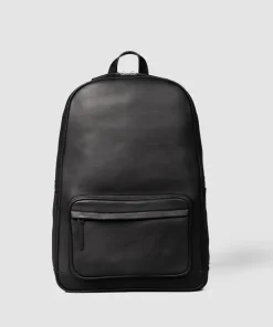 The Philos Black Leather Backpack