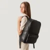 The Philos Black Leather Backpack Women
