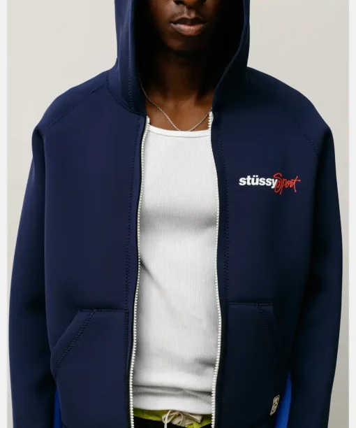 Wales Bonner Stussy Neoprene Hoodie – Navy