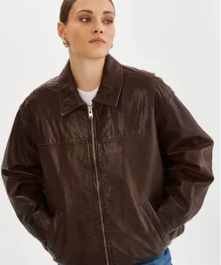 Women Lamarque THEIA brown 'Leather Bomber Jacket