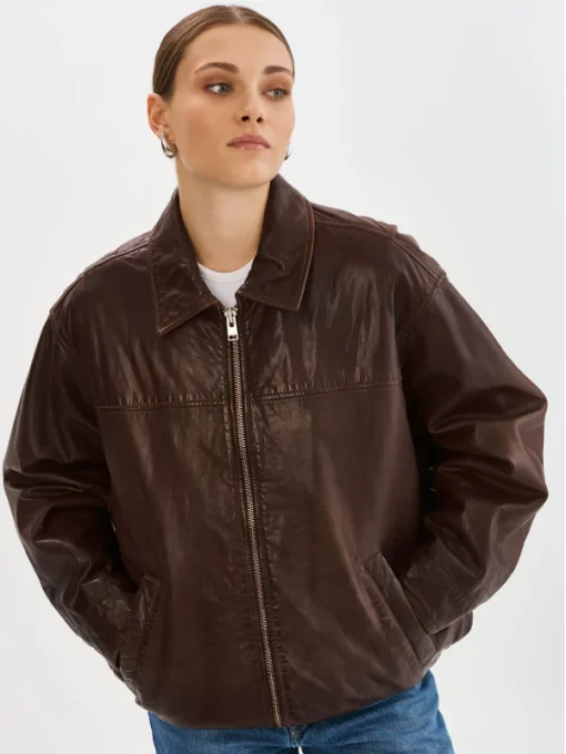 Women Lamarque THEIA brown 'Leather Bomber Jacket