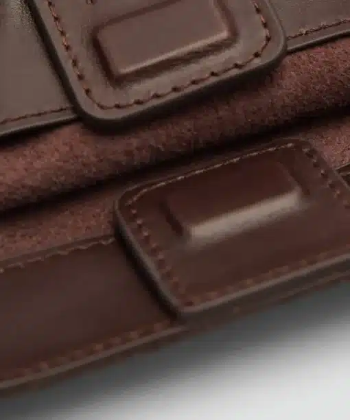 Women Mango Brown Double-Handle Leather Bag With Mirrors