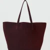 Women's maroon Suede Leather Bowling Handbag